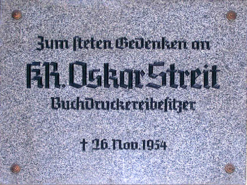 Erinnerungstafel Oskar Streit