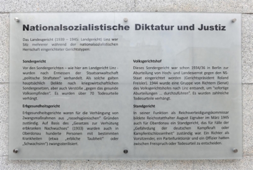 Gedenktafel zur NS-Justiz in Linz