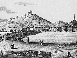 Foto: Archiv der Stadt Linz Zeichnung der Pferdeeisenbahn