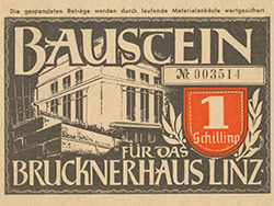 Foto eines Bausteins für das Brucknerhaus.