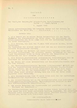 Schriftlicher Befehl des Ortskommandanten