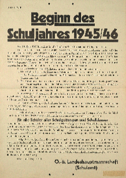 Kundmachung Beginn des Schuljahres 1945/1946