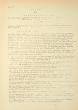 Schriftlicher Befehl des Ortskommandanten