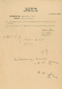 Schreiben über Instandsetzung der Lager in Kleinmünchen und Russenlager Nr. 54