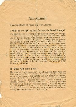 Foto: Archiv der Stadt Linz NS-Flugblatt an die Amerikaner