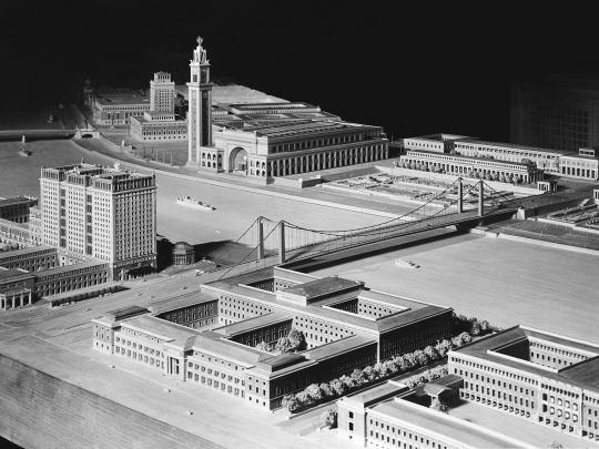 Ausschnitt des Modells der Donauuferverbauung nach Plänen von Architekt Hermann Giesler, Februar 1945