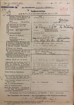 Foto: Archiv der Stadt Linz Anreiters Eintrag im Sterbebuch