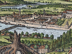 Erste hölzerne Donaubrücke