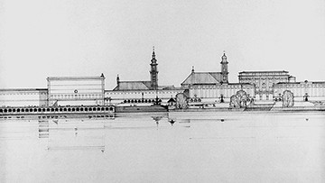 Foto: Archiv der Stadt Linz Planzeichnung des Donauhotels und der Finanzgebäude