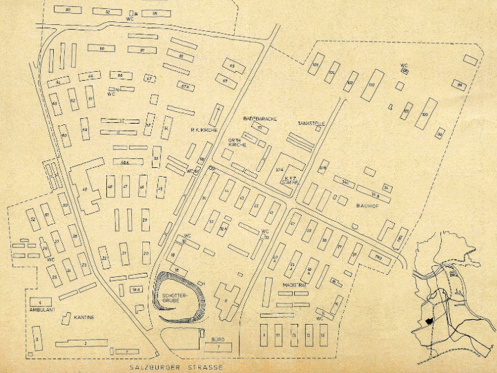 Foto: Archiv der Stadt Linz Plan des Wohnlagers Wegscheid