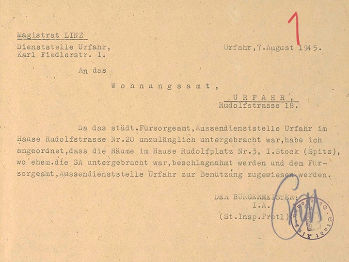 Foto: Archiv der Stadt Linz 4_Beschlagnahmung_ehem_SA_Raeume_Foto_Archiv_der_Stadt_Linz