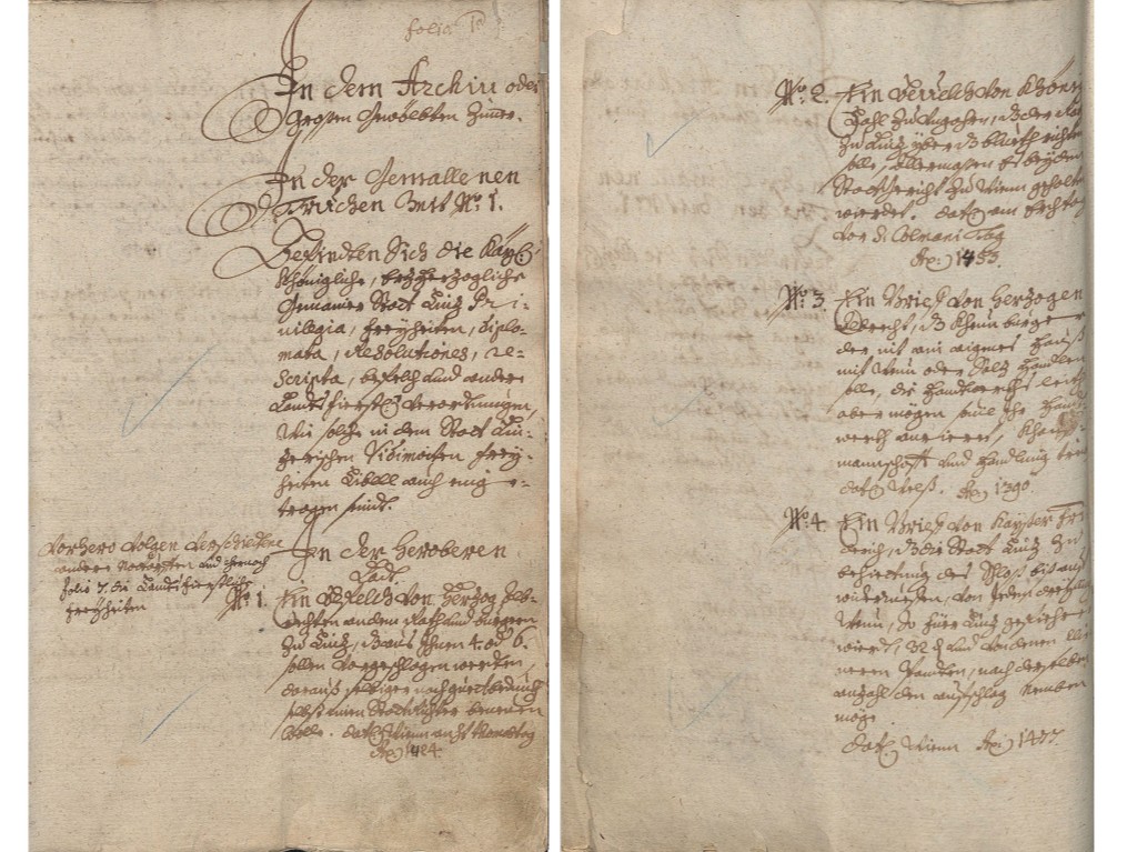 Archiv der Stadt Linz Beginn des Truheninventars von 1731.