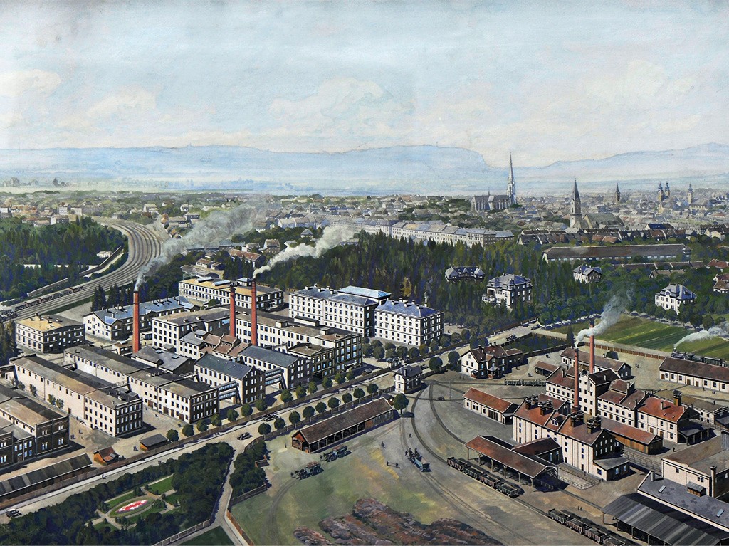 Foto: Archiv der Stadt Linz Franck Fabrik 1929 Gemälde